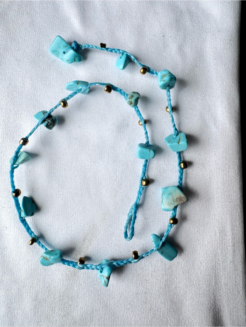 Turquoise Beaded Braided Bracelet with Gold Accents - Women Jewelry